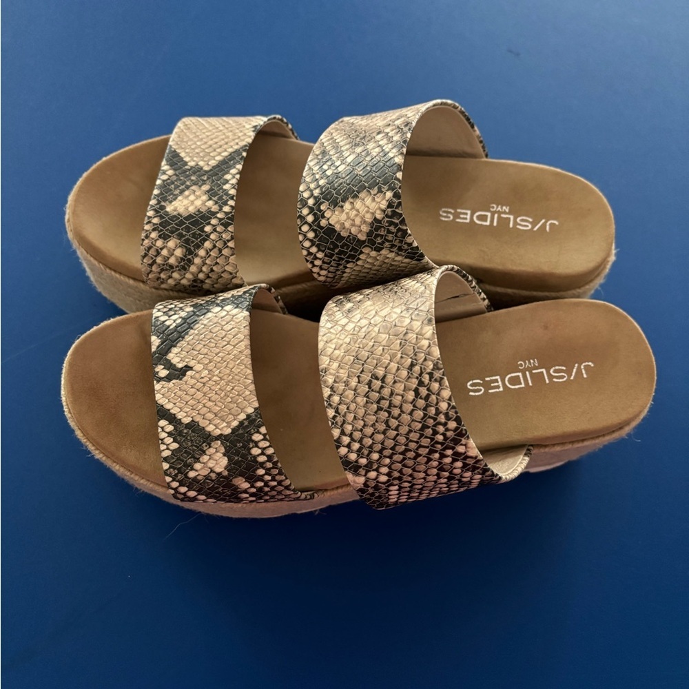 J/Slides Nyc Snake Print Platform Sandals - image 1